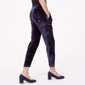 euc LOFT indigo floral velvet pants with pockets
